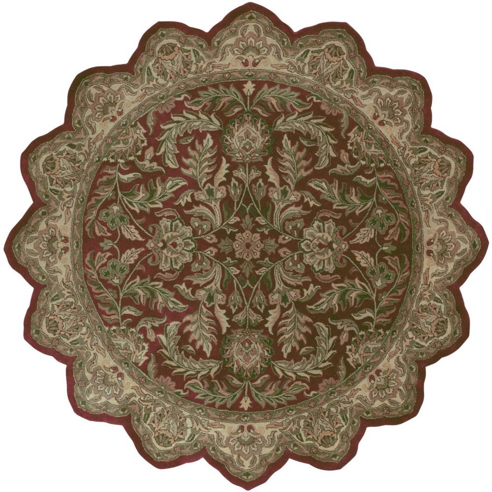 Traditional Reve Collection Area Rug in Maroon Color and Octagon