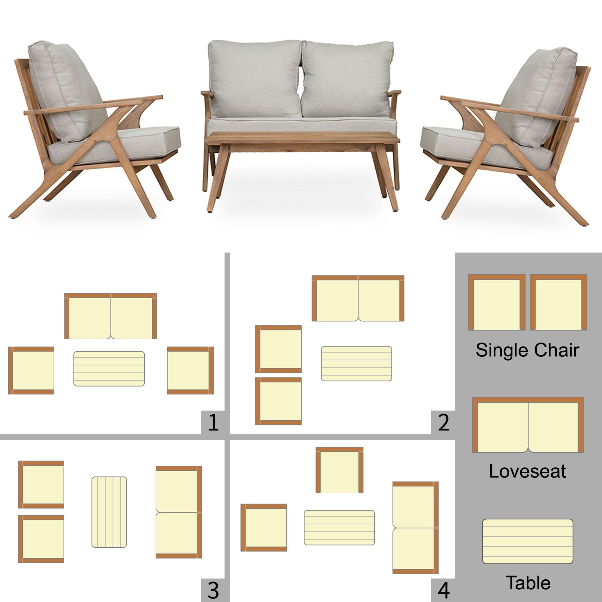 Aimee Lii 4 Pcs Acacia Wood Patio Furniture Set for Balcony Porch Garden Backyard Lawn, Outdoor Seating Sofa Set, Outdoor Conversation Set with Coffee Table, Cushions, Pillow Aimee Lii 4 Pcs Acacia Wood Patio Furniture Set for Balcony Porch Garden Backyard Lawn, Outdoor Seating Sofa Set, Outdoor Conversation Set with Coffee Table, Cushions, Pillow