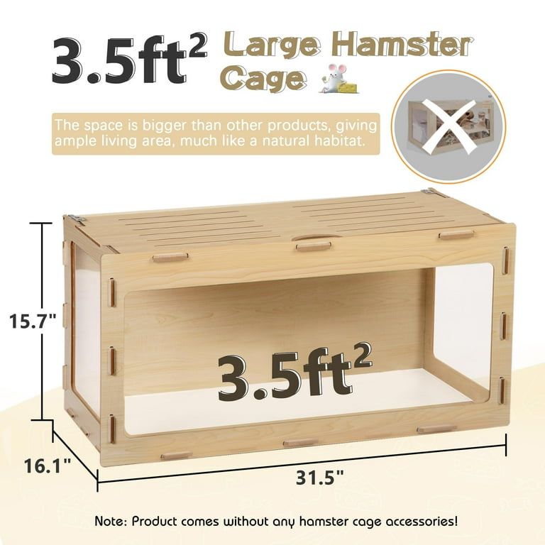 COZIWOW Large Wooden Hamster Cage, Gerbil Small Animal Wood