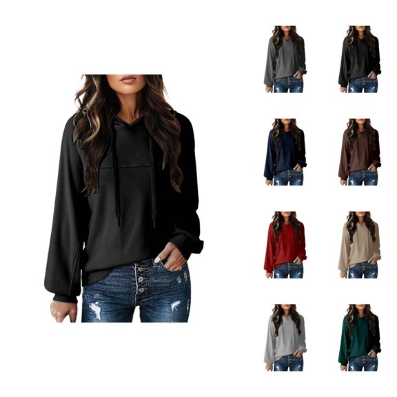 Lightweight Hoodies for Women 2025 Long Sleeve Plain Hooded Sweatshirt Pullover Tops Fall Outfits