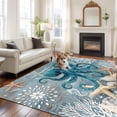 thumbnail image 3 of Blue Octopus Coastal Large Area Rugs for Bedroom Living Room, Soft Non Slip Carpet Bedside Rug, Summer Beach Ocean Starfish Coral Rectangular Floor Cover Kitchen Accent Rug 5'x7' for Office, 3 of 9