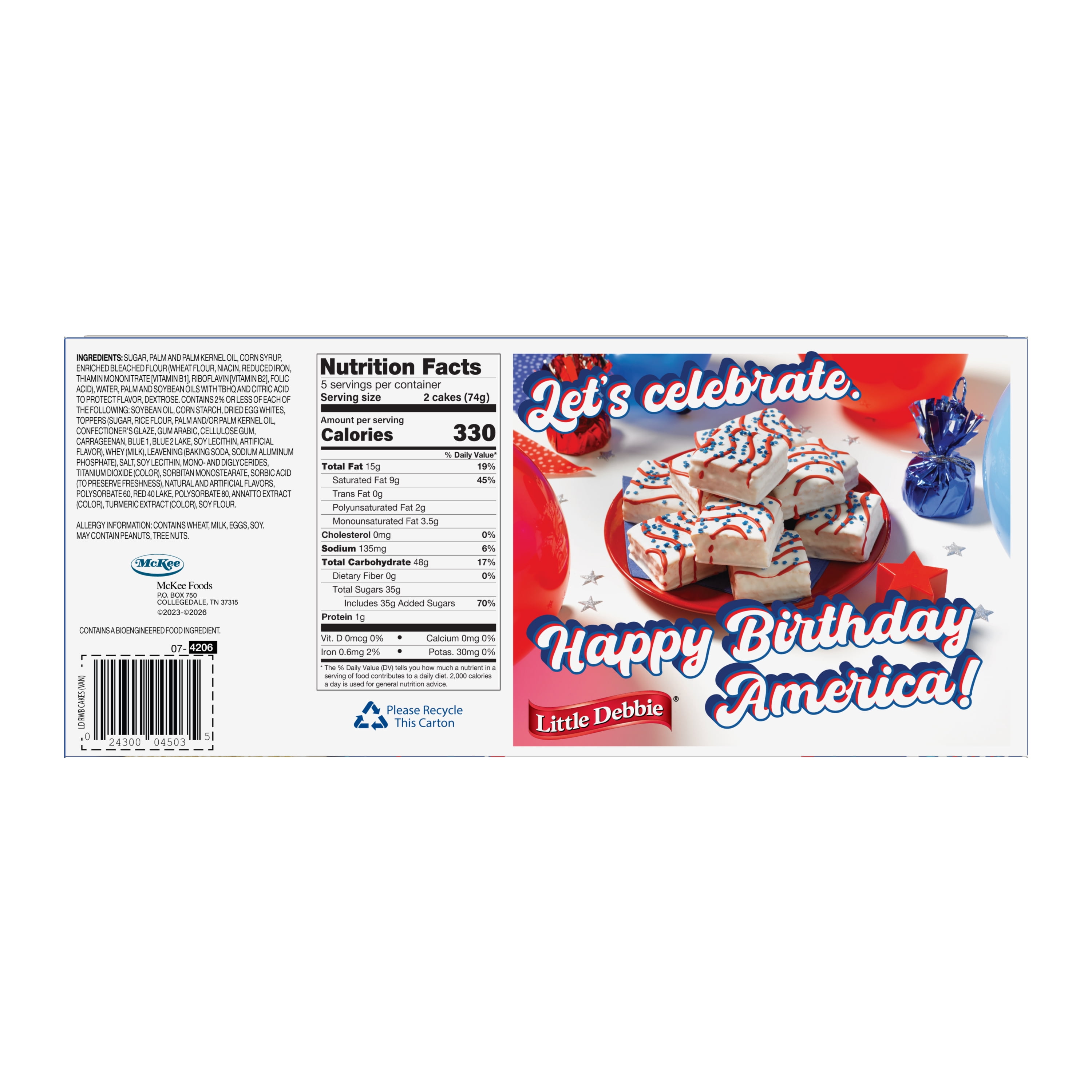Little Debbie Red, White & Blue Vanilla Cakes, 13.03 oz (10 count)