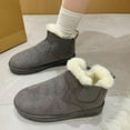 thumbnail image 2 of Gyexs Womens Snow Boots Mini Platform Short Ankle Boots Thickened Flat Boot Furry Lined Warm Durable Winter Shoes for Outdoor, Grey, Size 6, 2 of 7