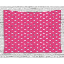 Blue and Pink Tapestry, Retro Stars Pattern with Pastel Shades Geometric Diagonal Arrangement, Wall Hanging for Bedroom Living Room Dorm Decor, 80W X 60L Inches, Pink and Pale Blue, by Ambesonne