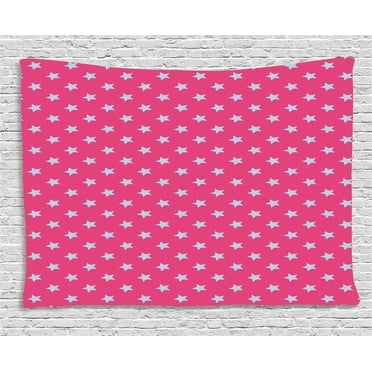 Blue and Pink Tapestry, Retro Stars Pattern with Pastel Shades Geometric Diagonal Arrangement, Wall Hanging for Bedroom Living Room Dorm Decor, 80W X 60L Inches, Pink and Pale Blue, by Ambesonne