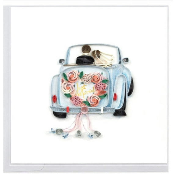 Quilled Just Married Car Wedding Card [LV272]