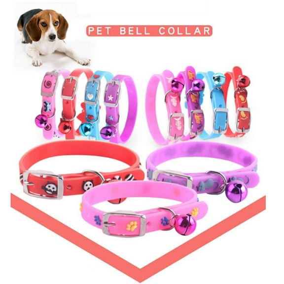 Walbest Breakaway Cat Collar with Bell, Nylon Kitty Collars Cute Fishbone Heart Shaped Kitten Collars (Random Color)