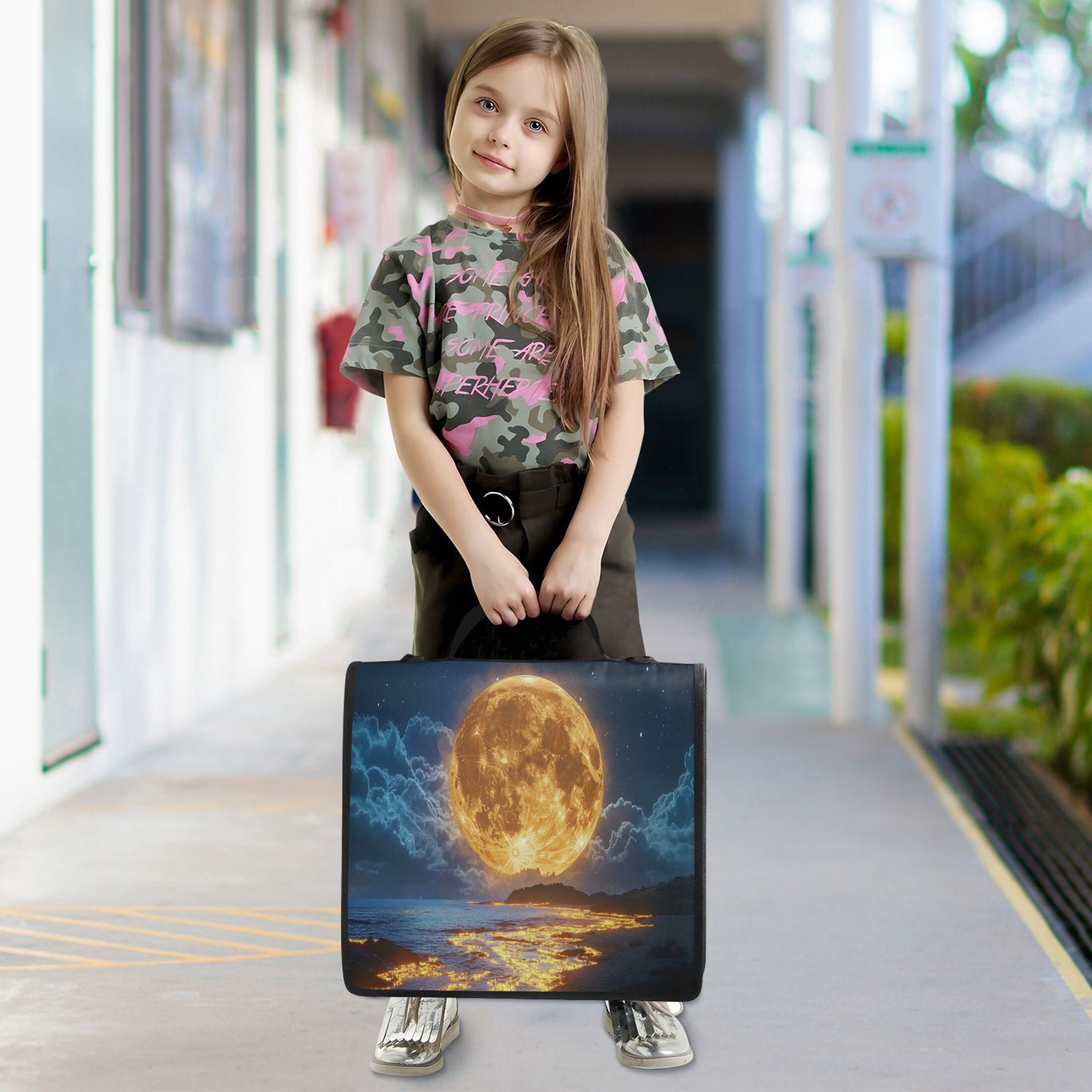 YAZAOO Zipper Binder trapper keeper Documents Organized Design Light Moon over Ocean Printed