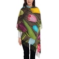 thumbnail image 3 of Cauagu Easter eggs Print Women Wrap Shawl tassels Scarves Retro Scarf 77.6"X28.3", 3 of 8