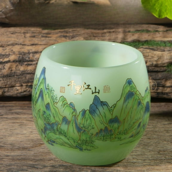 ‌Hand Painted Porcelain Teacup Chinese Landscape Glazed Ceramic Tea Cup 70ml Traditional Tea Ceremony Accessory‌