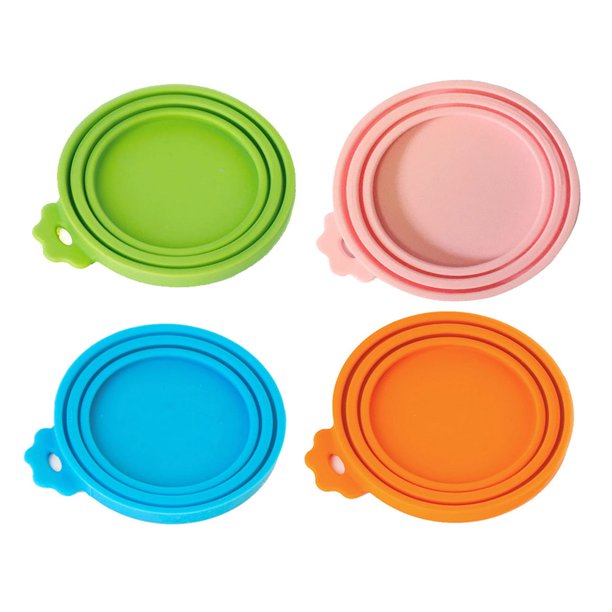 EeaseMX 4 tapas de silicona para conservar la frescura de los alimentos, aptas para latas de varios tamaños (naranja, verde, rosa, azul)