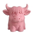 thumbnail image 1 of Organizador de escritorio con forma de vaca de las tierras altas, contenedor de almacenamiento de papelería, adorno decorativo para el escritorio de la oficina en casa., 1 of 8
