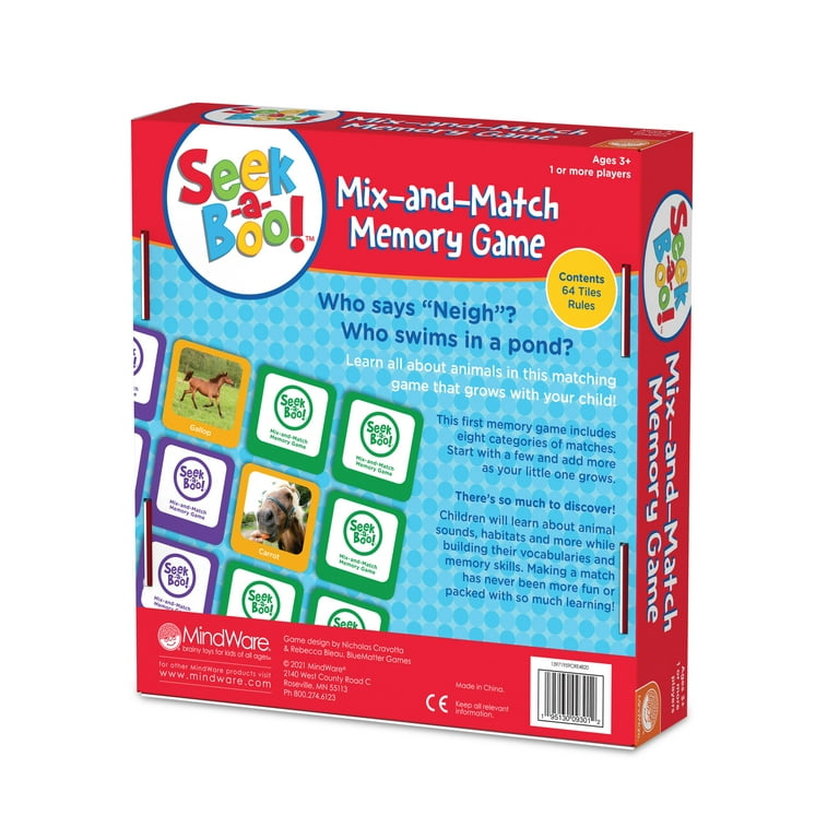 MindWare Seek-A-Boo Mix-and-Match Memory Game, Early Learning for