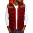 thumbnail image 1 of MAWCLOS Veste pour Homme Sans Manches Doudoune Gilets à Capuche Col Manteau Extérieur Thermique Extérieur à Blocs de Couleur Chandails à Capuche Manteau Rouge 3TG, 1 of 2