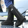 thumbnail image 3 of Waterproof Shoe Covers, Reusable & Foldable Rain Boot Shoe Cover with Zipper, Non-Slip, Reflector, Men Women Rain Gear, Black, 3 of 5