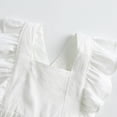 thumbnail image 7 of Toddler Baby Girls Fashion Cute Solid Color Cotton Linen Ruffles Backless Jumpsuit Romper Summer Baby Clothes Bodysuits White,3-6 Months, 7 of 7