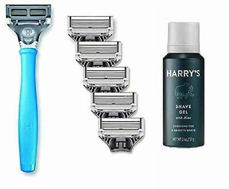 Harry's Razors For Males - Males's Razor Set With 5 Razor Blade Refills Journey Blade Cowl 2 Oz Shave Gel Vivid Orange