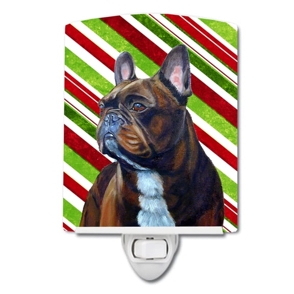 Caroline's Treasures LH9250CNL French Bulldog Candy Cane Holiday Christmas Ceramic Night Light, 6x4x3", multicolor
