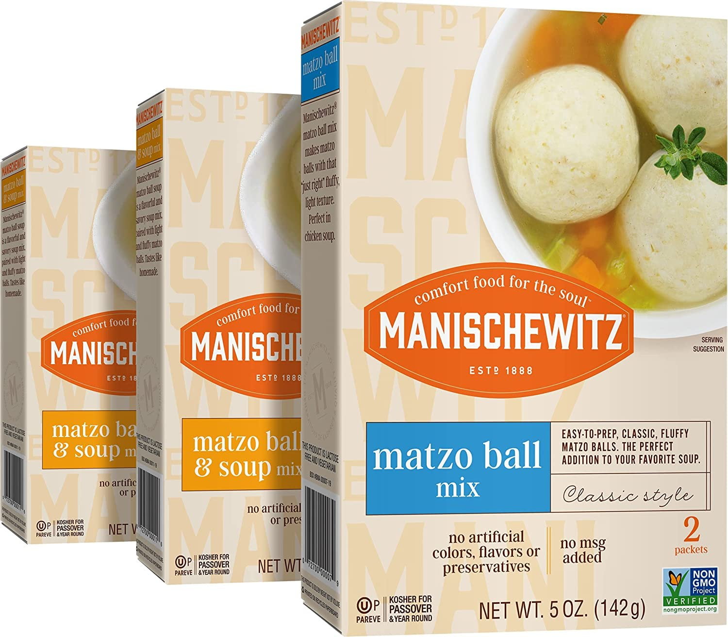 Manischewitz Matzo Ball Soup Mix Variety Pack Includes 2 Matzo Ball Soup Mix, 4.5 Oz & 1 Matzo