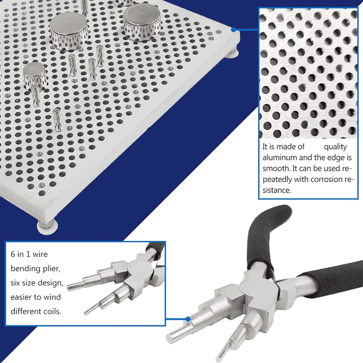 Second Generation Wire Beading Jig Kit with 6 in 1 Wire Bending Pliers and Metal Pins, Jewelry Design Making Tools