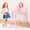 Pink, variant on Pink Wooden Pretend Play Vanity Set with Mirror and Drawers - Ideal Princess Makeup Dressing Table and Stool Playset