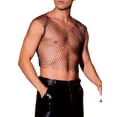 thumbnail image 4 of INSPIRE CHIC Men's V-Neck Sleeveless Party Shiny Mesh Rhinestone Tank Top S Black, 4 of 6