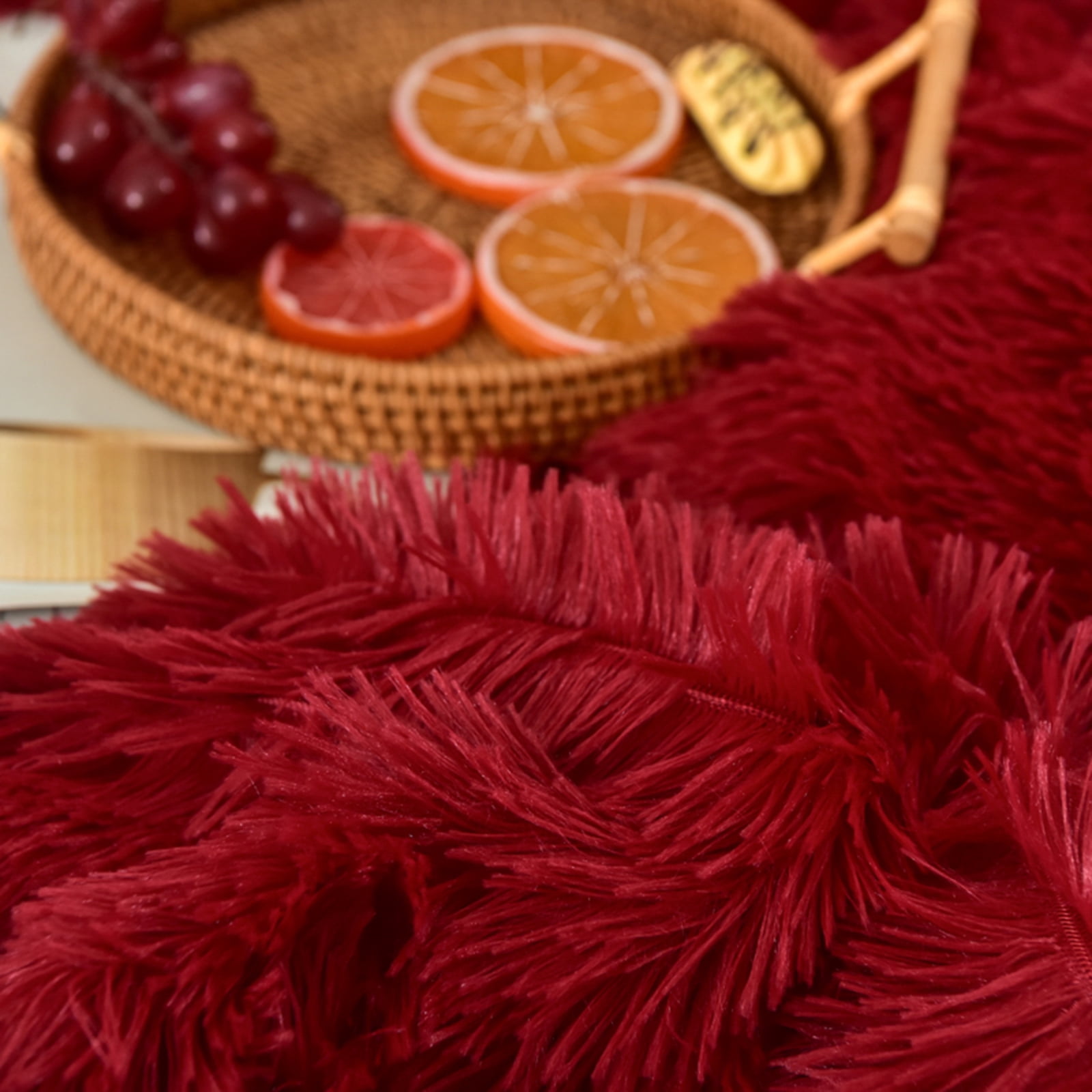 MorroMorn 5 PCS Shaggy Duvet Cover Bedding Set - Fluffy Comforter Cover Long Faux Fur Luxury Ultra Soft Cozy (Dark Red, King/California King)