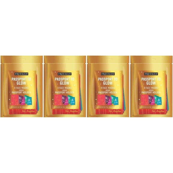 Freeman Beauty Passport to Glow Face Mask Set for Skin Care, With Charcoal, Clay, and Mud Masks, Set of 5 - 4 Pack