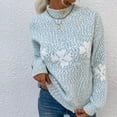 thumbnail image 4 of Baberdicy Women's Christmas Half High Neck Pullover Snowflake Sweater Sky Blue, 4 of 8