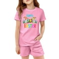 thumbnail image 4 of CAIXIA Girl Outfits Short Sleeve Tshirts Easter Holiday Printed Short Sleeve T-Shirt and Shorts Pajama Set for Kids Girls and Boys,7-8 Years, 4 of 4