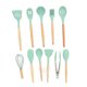 thumbnail image 3 of Juego de utensilios de cocina de 12 piezas Juego de utensilios de cocina de silicona con soporte Mango de madera para artículos esenciales para el hogar Utensilios de cocina antiadherentes Verde, 3 of 10