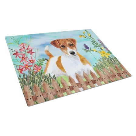 Jack Russell Terrier Spring Glass Cutting Board Large