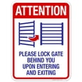 thumbnail image 1 of Attention Please Lock Gate Behind You Upon Entering And Exiting Sign, Pool Sign,, 1 of 1