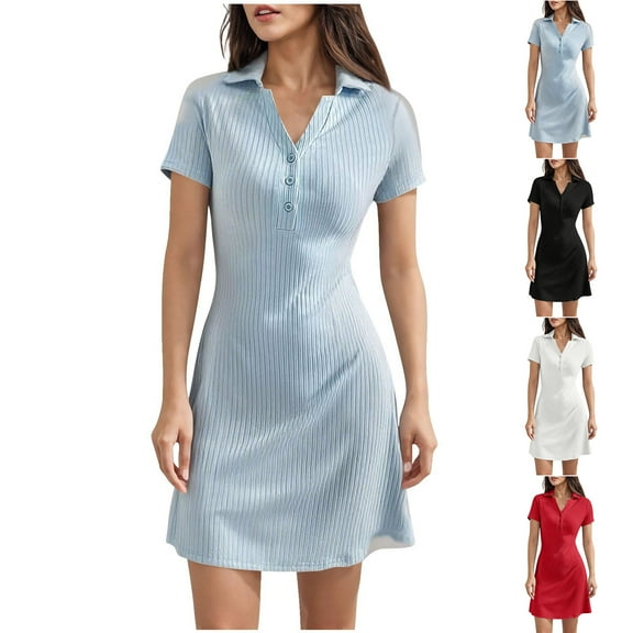 Bovxnpu Nightgowns for Women, Women Short Sleeve Nightgown Colllared Nightdress Sleep Shirt Soft Athletic Nightdress