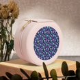 thumbnail image 6 of Yiaed Blue Skull Flower Print Travel Jewelry Case Bridesmaid Gift Boxes Jewelry Travel Organizer Small Round Jewelry Box Mini Storage-Pink, 6 of 7