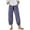 Blue, variant on AOOCHASLIY Women Fall Pants Women's Fashion Casual Linen Printed Striped Cropped Trousers Splicing Straight Leg Pants Pencil Pants