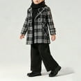 thumbnail image 5 of BRGZLK Boys Peacoat Fall Winter Plaid Mid Long Length Cardigan Warm Overcoat with Pockets and Buttons Trendy Casual Coat Black 14-15 Years, 5 of 5
