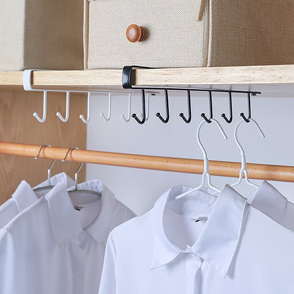 1Pc Under Cabinet Mug Hook,Mug Holder Rack for Kitchen,Multi-Function Hooks Under Cabinet 6-Hook Hanging Hook Rack Kitchen Utensil Cupboard Hanger Chest Organizer Cup Holder for Coffee Bar,Nail Free