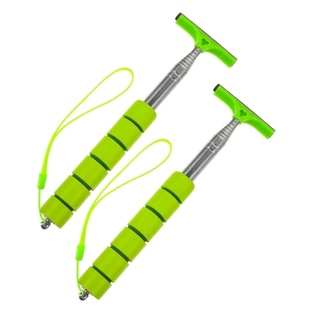 ifundom 2Pcs Car Window Cleaning Kit Telescopic Mirror Cleaning Tool Rubber Green For Car Windows