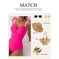 thumbnail image 4 of Eytino Womens One Piece Swimsuits Tummy Control V Neck Ruched Bathing Suit Adjustable Tie Shoulder Full Coverage Swimwear, 4 of 12