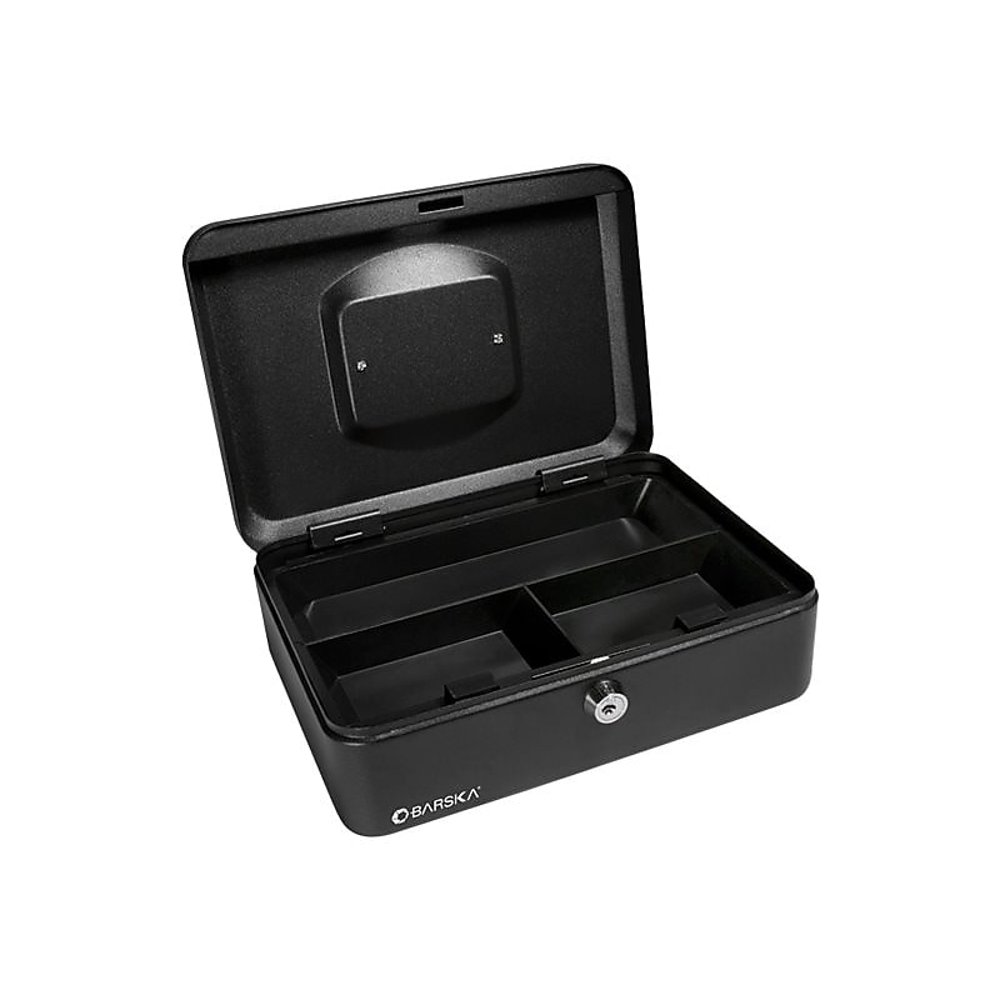 Barska Small Key Lock Cash Box 3 Compartments Black CB11830 Walmart