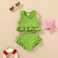 thumbnail image 2 of MAMAMI Toddler Baby Girls Swimsuit Summer Solid Color Two-Piece Bathing Suit,Size 3M-3T, 2 of 8