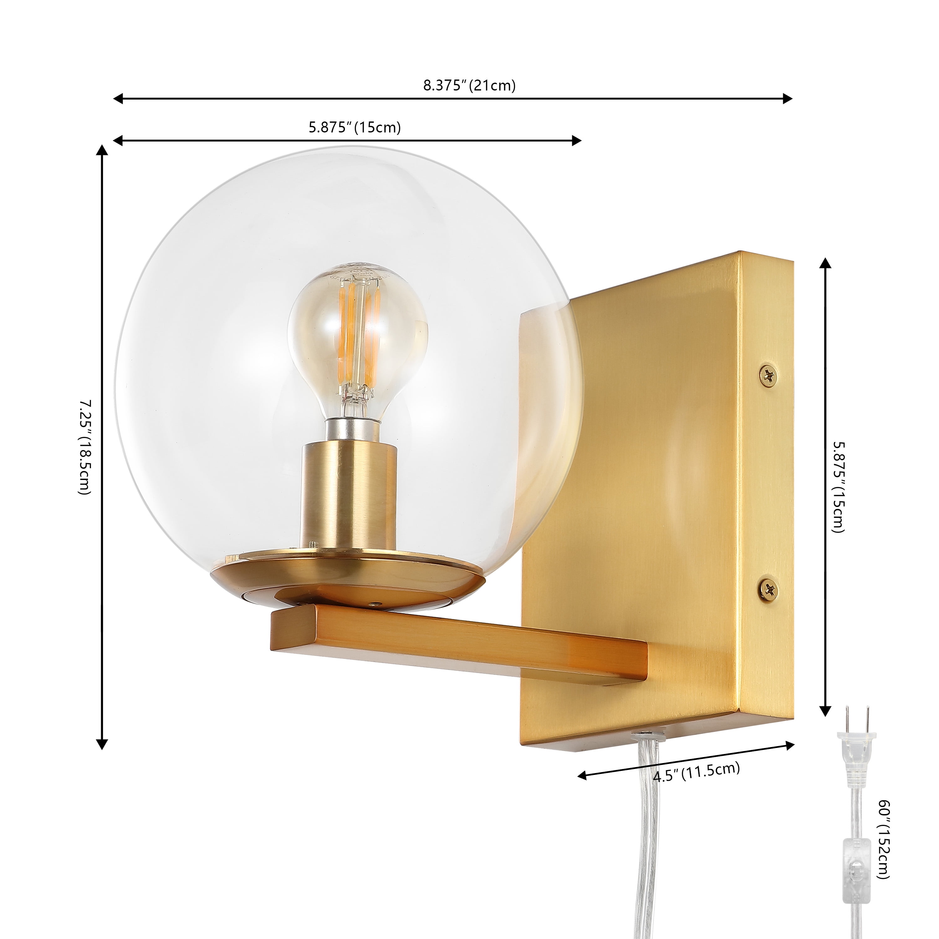 Safavieh Jurosa 8.38" Modern Iron Sconces, Gold (Set of 2)
