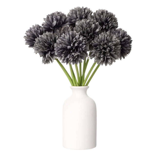 Uxcell 10 piezas de flores de bola de crisantemo artificiales, ramo de flores de crisantemo falso de seda para decoración de hogar, jardín, boda y fiesta, gris