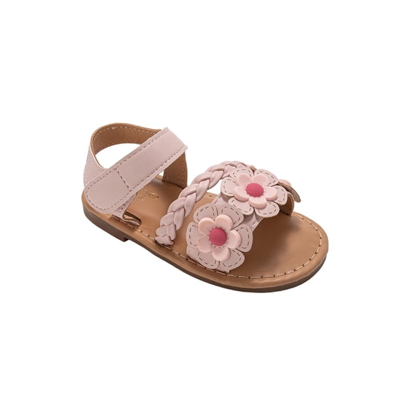 bebe Toddler Girl's Sandals – Fashion Flat Sandals, Cute Summer Shoes for Little Girls with Flower and Braided Strap