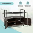 thumbnail image 3 of Costway Outdoor Bar Cart with Tempered Glass Top Storage Cabinet & 8 Hooks for Porch Brown, 3 of 10