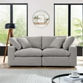 thumbnail image 3 of Commix Down Filled Overstuffed Boucle Fabric Loveseat in Light Gray, 3 of 5