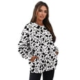 thumbnail image 7 of SCRAWLGOD Cow Print Gray Black White Women's Sweatshirt Casual Crew Neck Sweatshirts Cozy Loose Fit Long Sleeve Pullover Tops with Pockets Fall Winter Clothes, M, 7 of 7