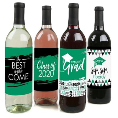 Green Grad - Best is Yet to Come - Green 2019 Graduation Party Decorations for Women and Men - Wine Bottle Label Stickers - Set of (Best Party Games For Adults 2019)