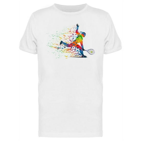 Colorful Tennis Player Design T-Shirt Men -Image by Shutterstock, Male XX-Large